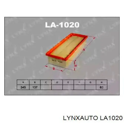 LA1020 Lynxauto воздушный фильтр
