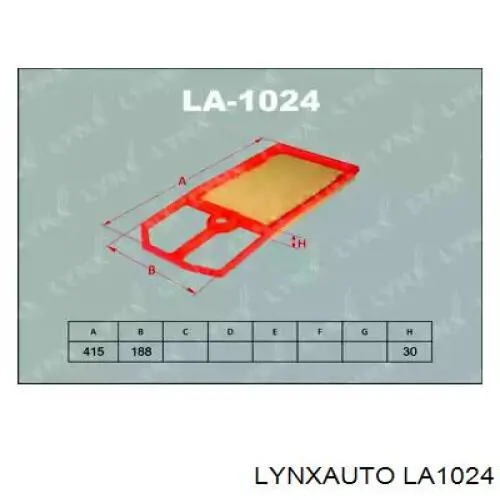 Воздушный фильтр LA1024 Lynxauto