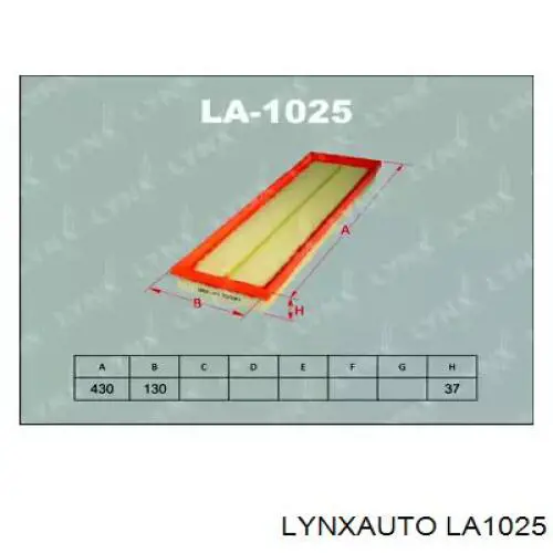 Воздушный фильтр LA1025 Lynxauto