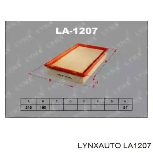 LA1207 Lynxauto воздушный фильтр