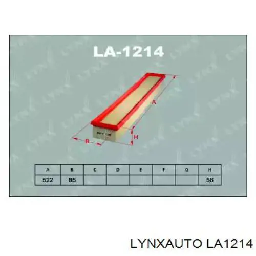 LA1214 Lynxauto воздушный фильтр