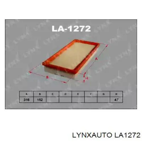 Воздушный фильтр LA1272 Lynxauto