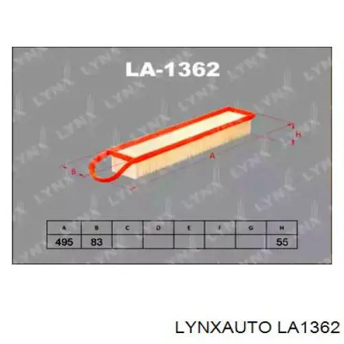 LA1362 Lynxauto воздушный фильтр