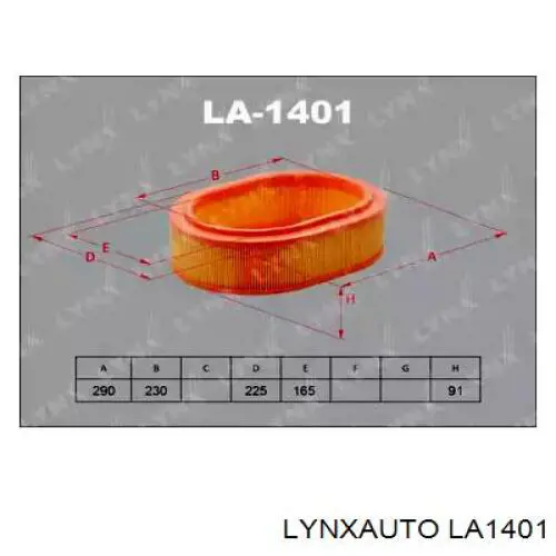 LA1401 Lynxauto воздушный фильтр