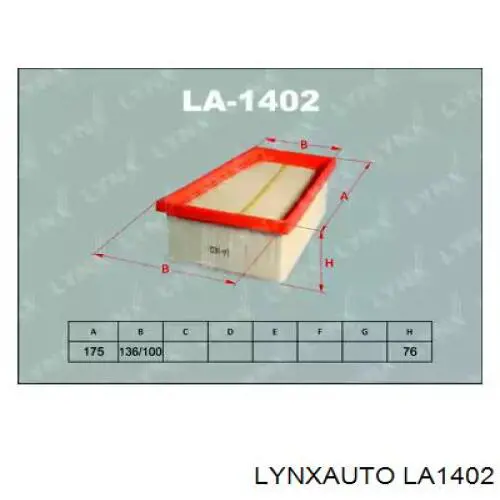 LA1402 Lynxauto воздушный фильтр