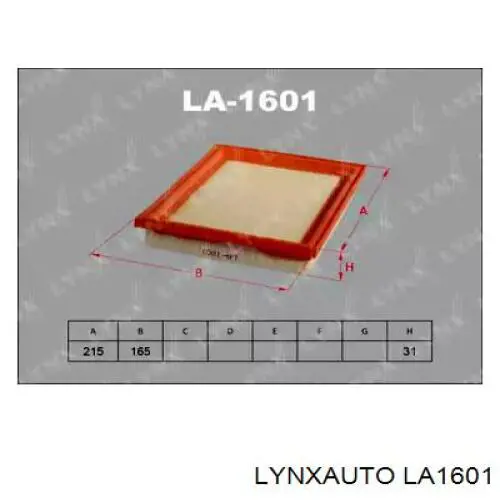 LA1601 Lynxauto воздушный фильтр