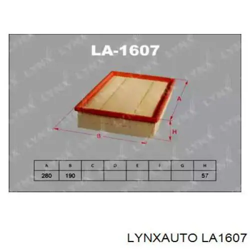 Воздушный фильтр LA1607 Lynxauto