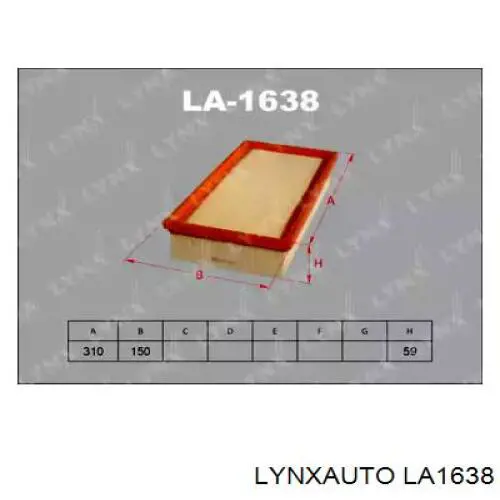 LA1638 Lynxauto воздушный фильтр