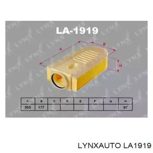 Воздушный фильтр LA1919 Lynxauto