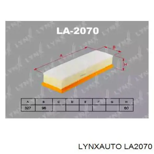 LA2070 Lynxauto filtro de ar