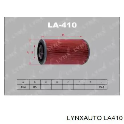 Воздушный фильтр LA410 Lynxauto