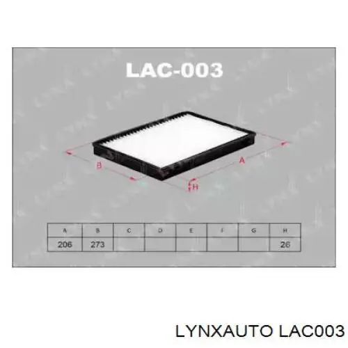 LAC003 Lynxauto фильтр салона