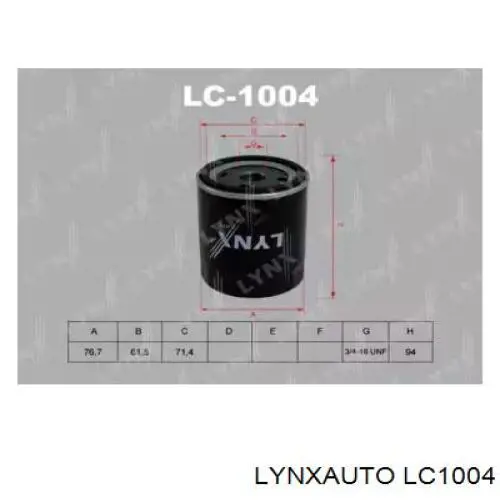 LC1004 Lynxauto масляный фильтр