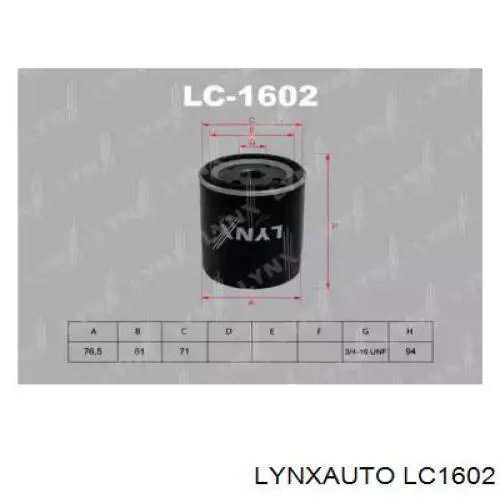 LC1602 Lynxauto масляный фильтр