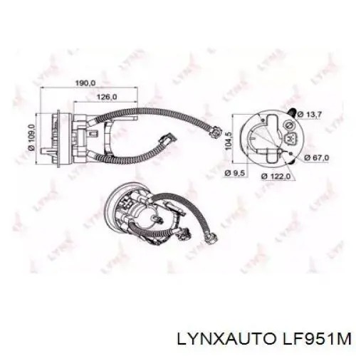 Топливный фильтр LF951M Lynxauto