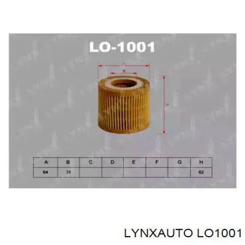 LO1001 Lynxauto масляный фильтр