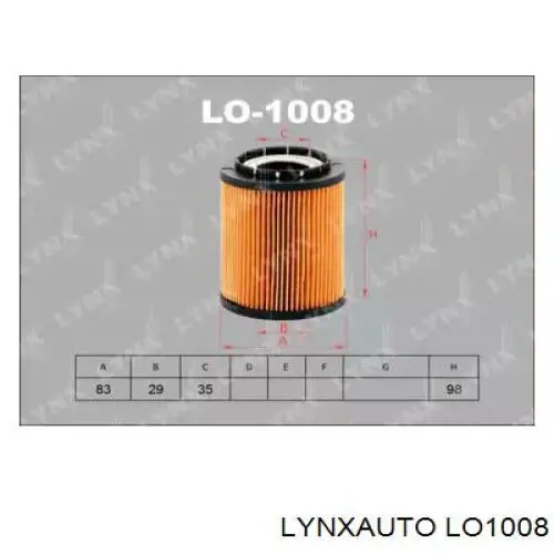 LO1008 Lynxauto масляный фильтр