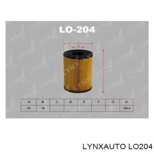 LO204 Lynxauto масляный фильтр
