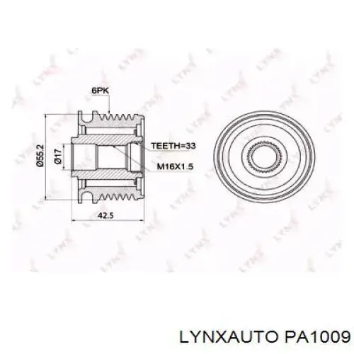 Шкив генератора PA1009 Lynxauto