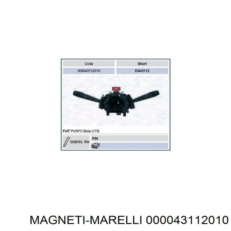 Переключатели подрулевые Magneti Marelli DA43112 цена, от 52.15 USD