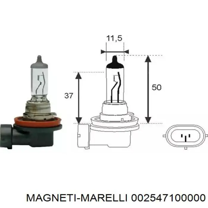 Галогенная автолампа Magneti Marelli H8 PGJ19-1 12V 002547100000