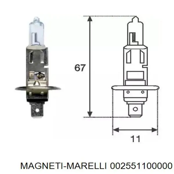 Bombilla halógena 002551100000 Magneti Marelli