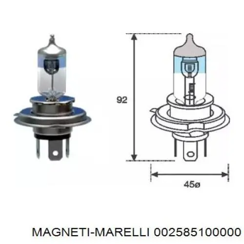 Bombilla halógena 002585100000 Magneti Marelli