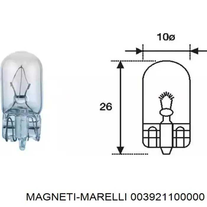 Лампочка плафону освітлення салону/кабіни 003921100000 Magneti Marelli