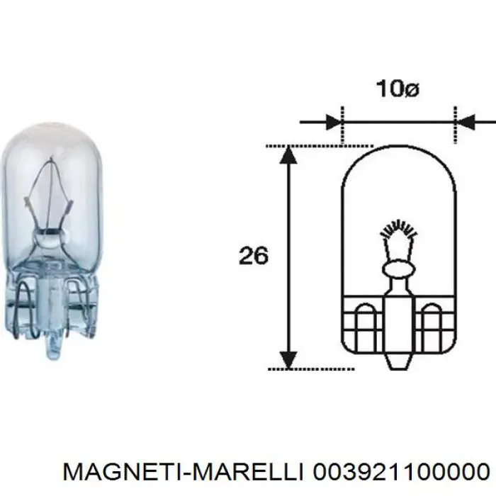 003921100000 Magneti Marelli Лампочка плафона освещения салона/кабины