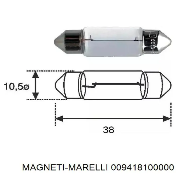 009418100000 Magneti Marelli лампочка плафона освещения салона/кабины