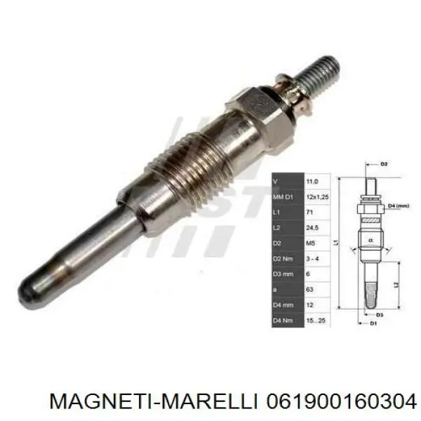 Свічка накалу 061900160304 Magneti Marelli