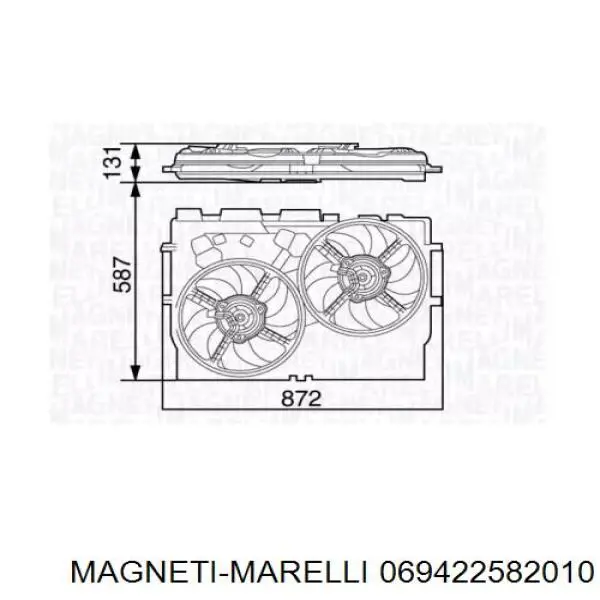 Диффузор вентилятора в сборе с мотором и крыльчаткой 069422582010 Magneti Marelli