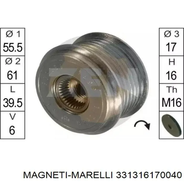 331316170040 Magneti Marelli Ролик приводного ремня, паразитный