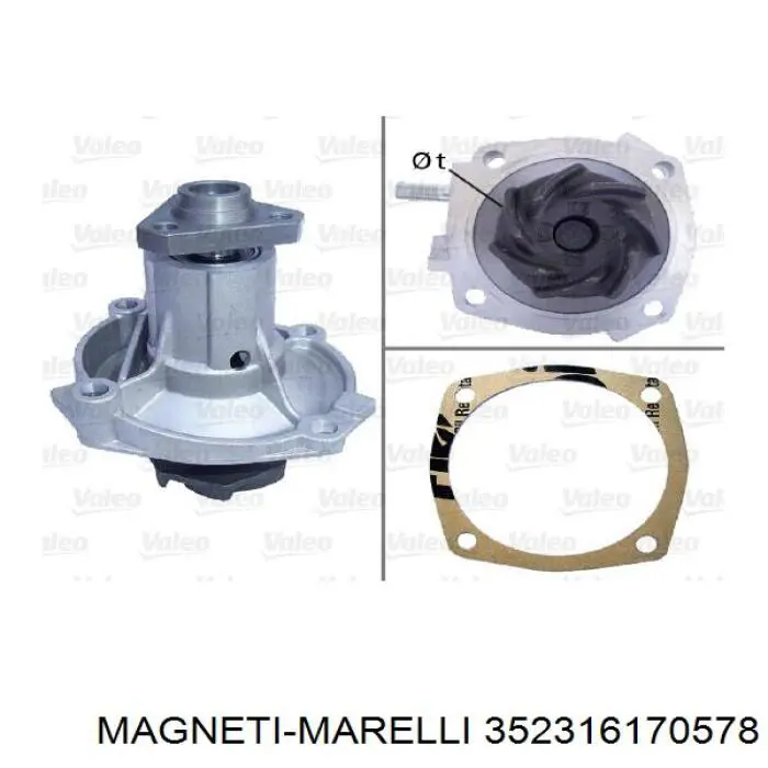 Bomba de agua 352316170578 Magneti Marelli