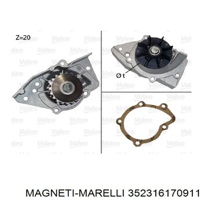 Купить 352316170911 Magneti Marelli Насос охлаждения