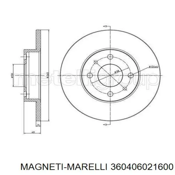 Задний дисковый тормоз Magneti Marelli 360406021600