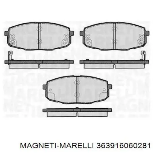 Передние тормозные колодки 363916060281 Magneti Marelli