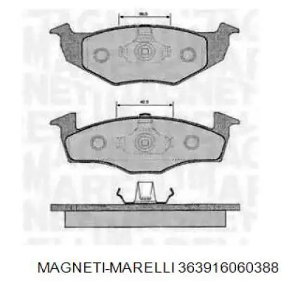 Передние тормозные колодки 363916060388 Magneti Marelli