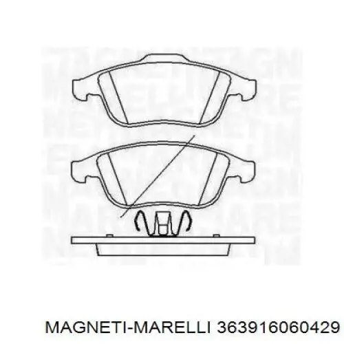 Передние тормозные колодки 363916060429 Magneti Marelli