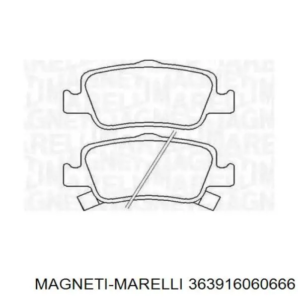 363916060666 Magneti Marelli задние тормозные колодки
