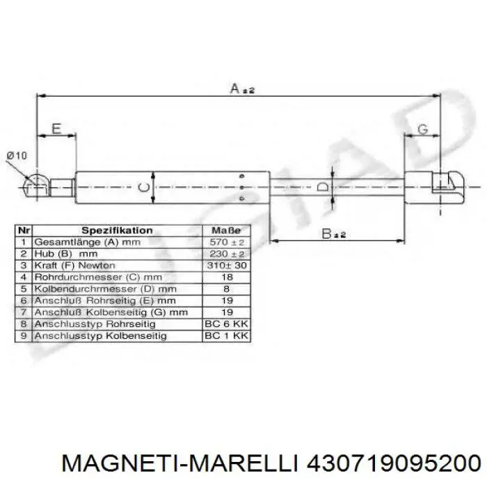 Амортизатор задней двери Magneti Marelli 430719095200 цена, от 11.23 USD