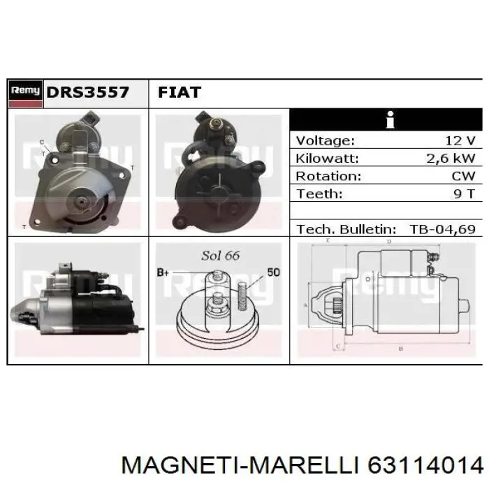 63114014 Magneti Marelli Стартер автомобиля