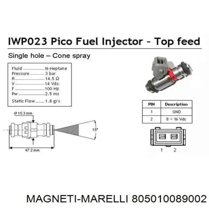 Форсунка инжектора Magneti Marelli 805010089002 цена, от 54.67 USD