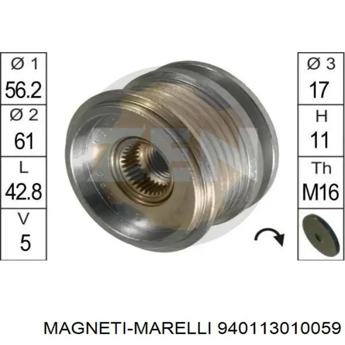 Инерционный шкив Magneti Marelli 940113010059 цена, от 28.42 USD