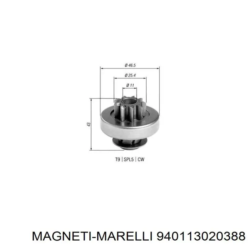 Бендикс стартера 940113020388 Magneti Marelli