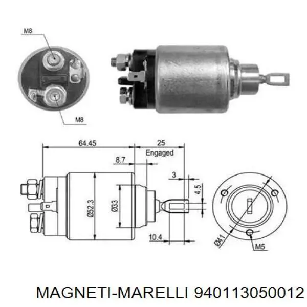 Втягивающее реле стартера 940113050012 Magneti Marelli