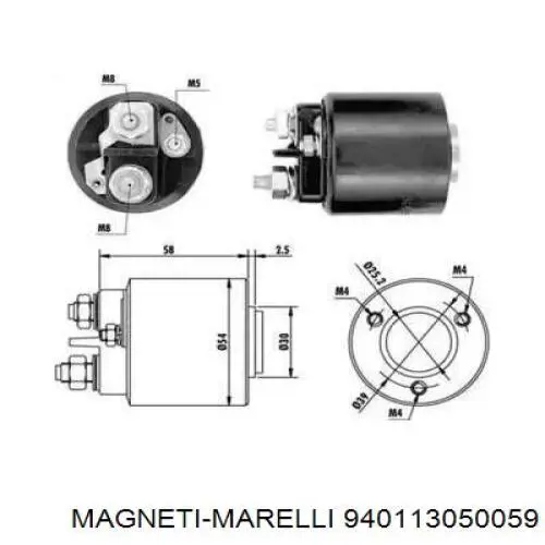 Втягивающее реле стартера 940113050059 Magneti Marelli