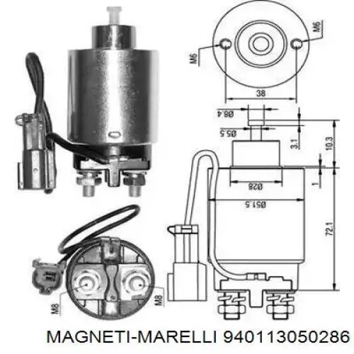 Втягивающее реле стартера 940113050286 Magneti Marelli