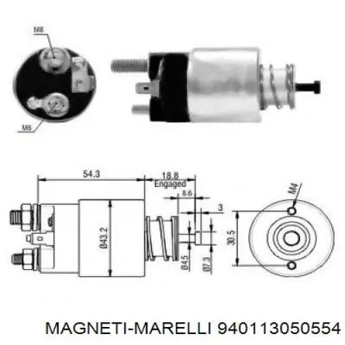 Втягивающее реле стартера 940113050554 Magneti Marelli