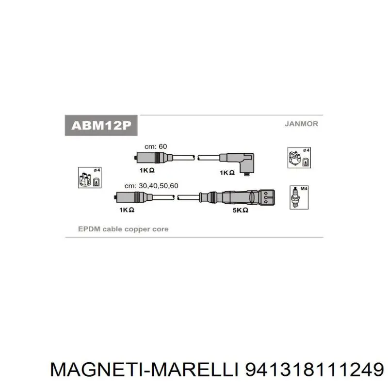 Fios de alta voltagem, kit 941318111249 Magneti Marelli